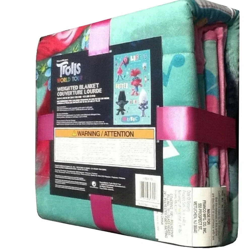 new Kids' Trolls Music Tour Weighted Blanket that provides Warm Cuddly Softness